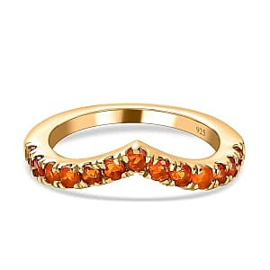 Jalisco Fire Opal 0.43 ctw Band Ring in Vermeil Yellow Gold Over Sterling Silver (Size 9)