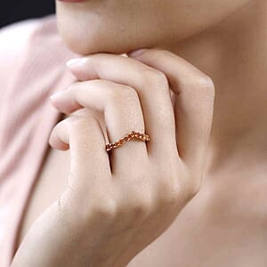 Jalisco Fire Opal 0.43 ctw Band Ring in Vermeil Yellow Gold Over Sterling Silver (Size 9)