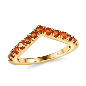 Jalisco Fire Opal 0.43 ctw Band Ring in Vermeil Yellow Gold Over Sterling Silver (Size 9)