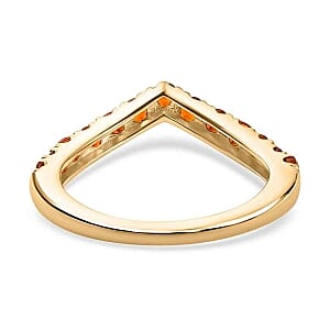 Jalisco Fire Opal 0.43 ctw Band Ring in Vermeil Yellow Gold Over Sterling Silver (Size 9)