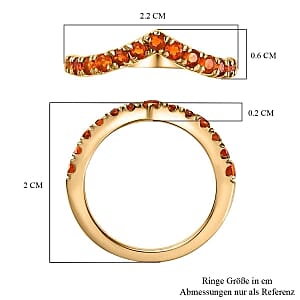 Jalisco Fire Opal 0.43 ctw Band Ring in Vermeil Yellow Gold Over Sterling Silver (Size 9)