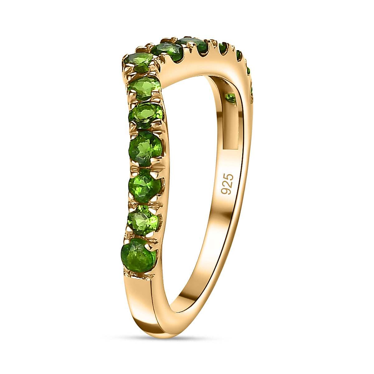 Chrome Diopside 0.78 ctw Band Ring in Vermeil Yellow Gold Over Sterling Silver (Size 10.0)