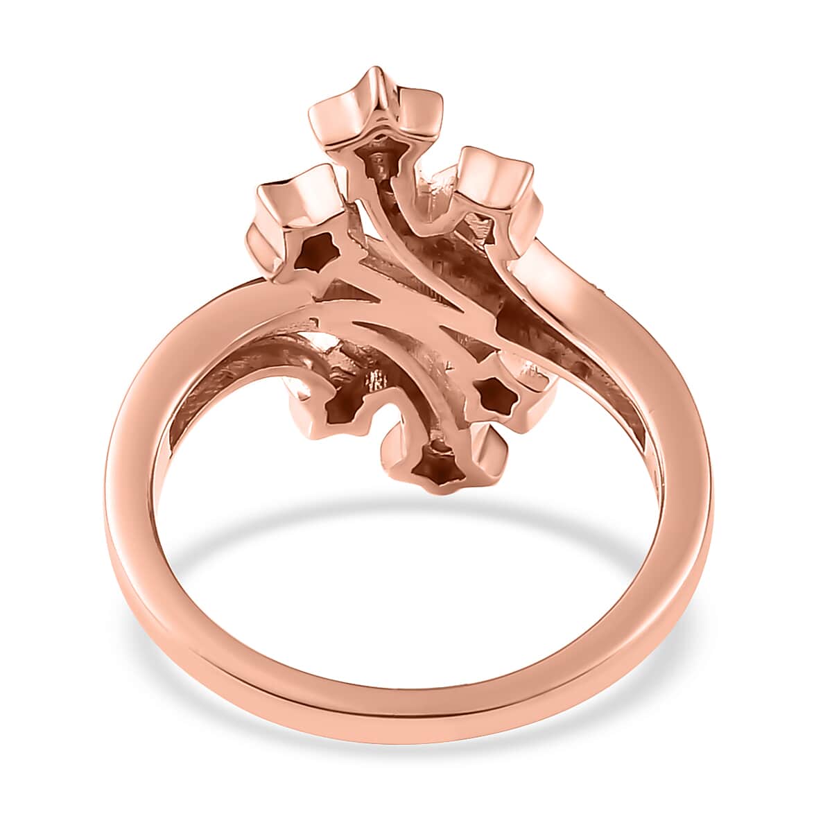 Uncut Natural Pink Diamond Star Bypass Ring in Vermeil Rose Gold Over Sterling Silver (Size 10.0) 0.15 ctw image number 4