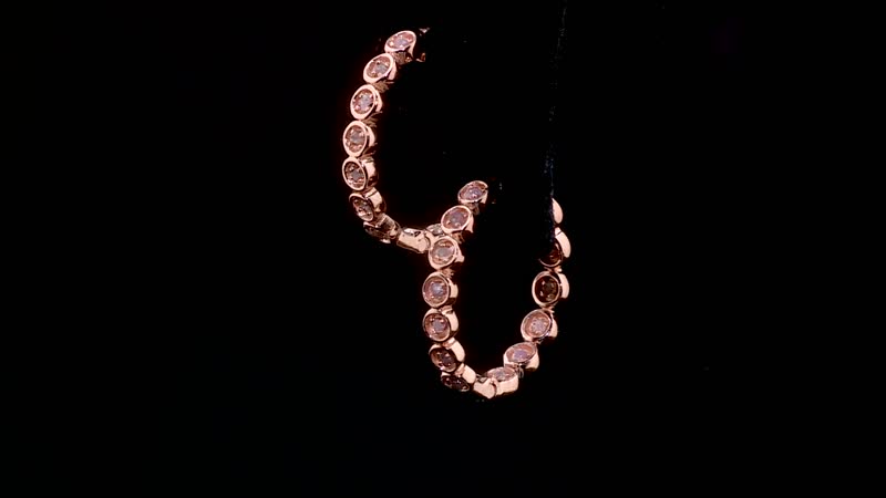 Uncut Natural Pink Diamond Inside Out Hoop Earring in Vermeil Rose Gold Over Sterling Silver 0.33 ctw