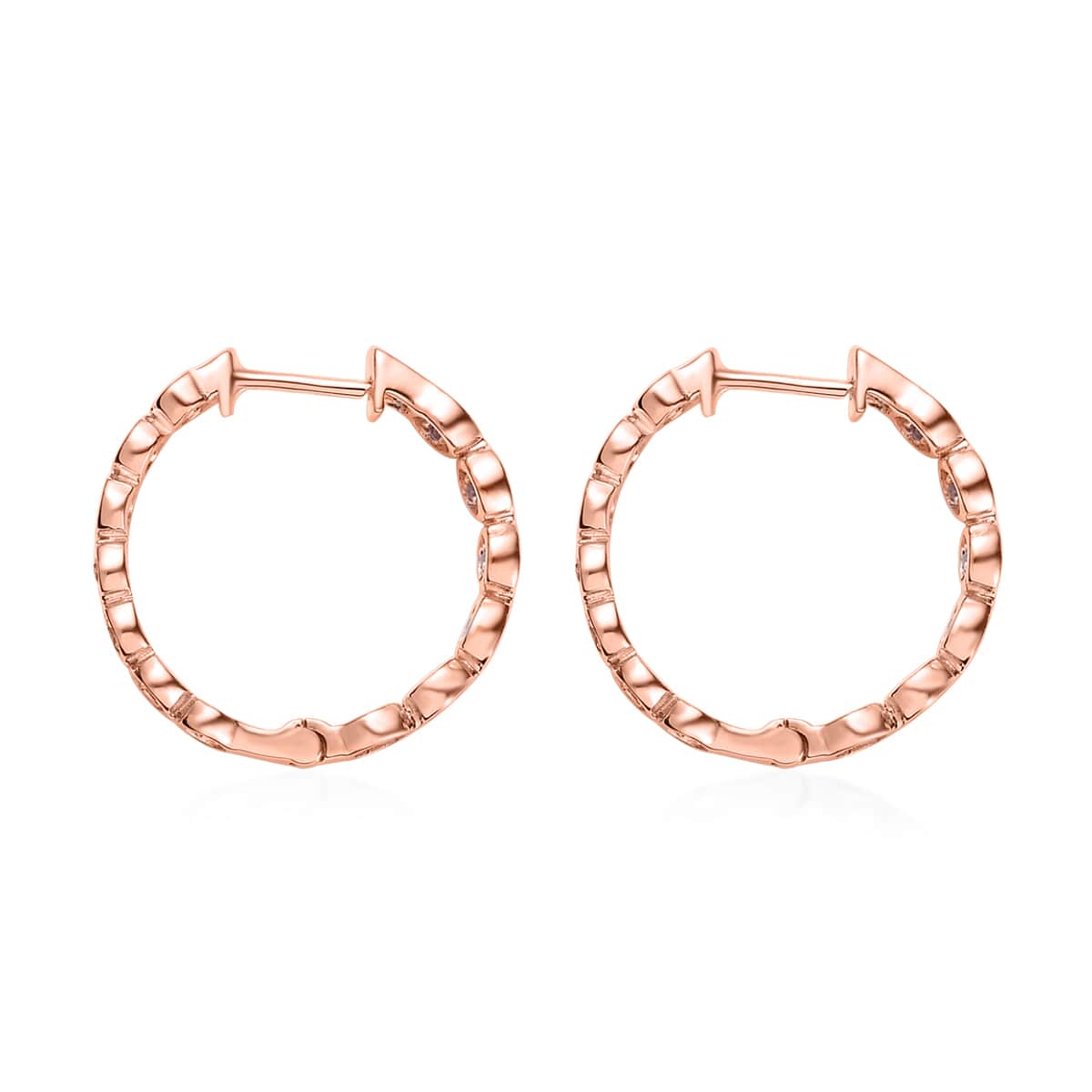 Uncut Natural Pink Diamond Inside Out Hoop Earring in Vermeil Rose Gold Over Sterling Silver 0.33 ctw image number 3