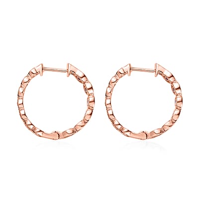 Uncut Natural Pink Diamond Inside Out Hoop Earring in Vermeil Rose Gold Over Sterling Silver 0.33 ctw