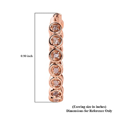 Uncut Natural Pink Diamond Inside Out Hoop Earring in Vermeil Rose Gold Over Sterling Silver 0.33 ctw