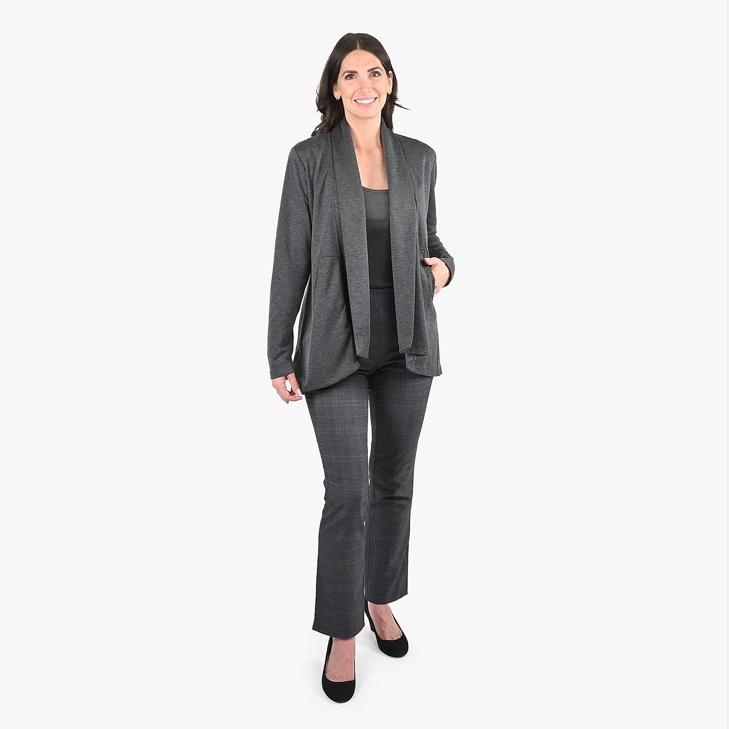 Closeout Women's Elevate Charcoal Wool Blend Knit Blazer - S