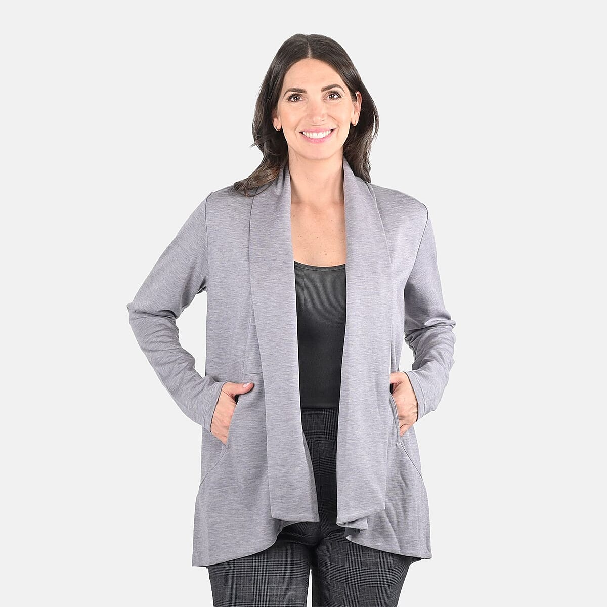 Closeout Women's Elevate Gray Wool Blend Knit Blazer- M image number 3