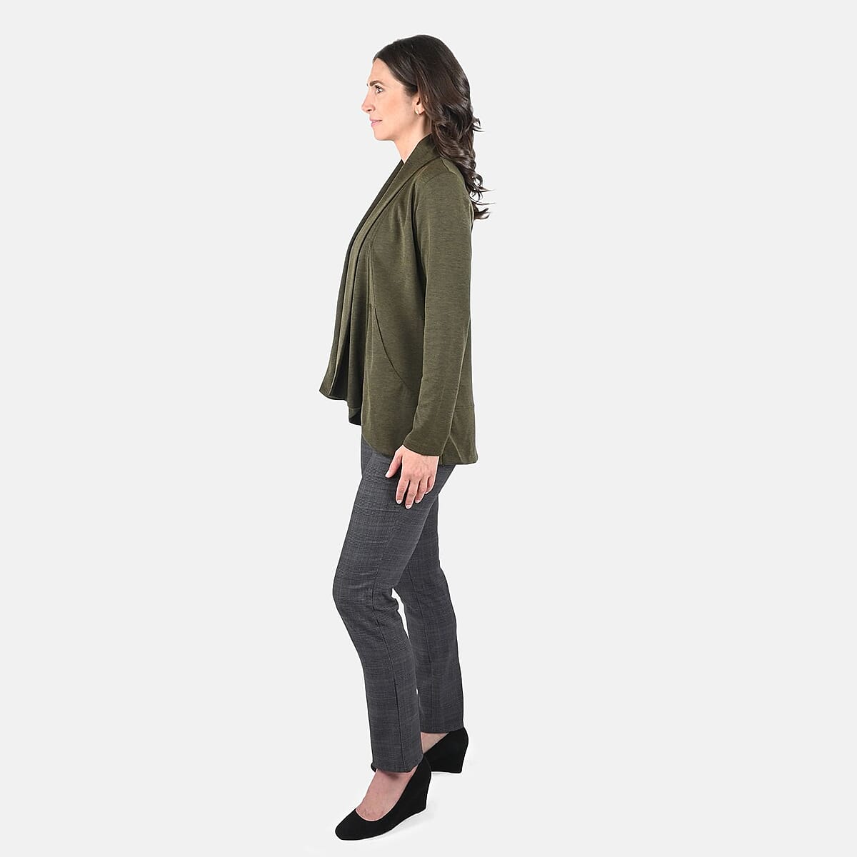 Closeout Women's Elevate Green Wool Blend Knit Blazer - L image number 2