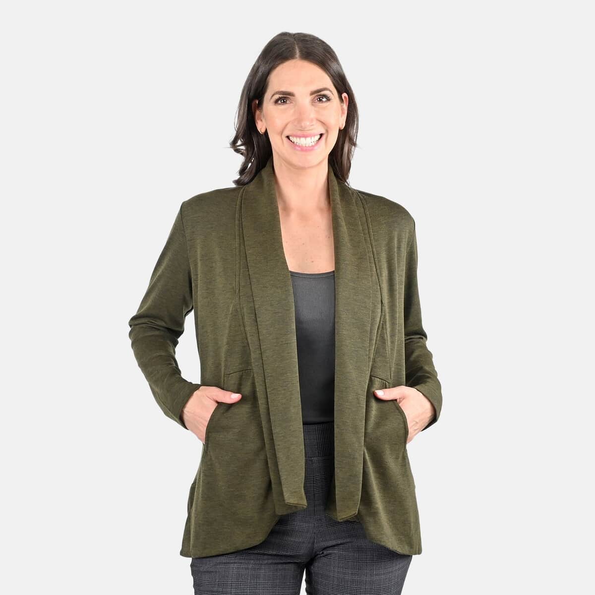 Closeout Women's Elevate Green Wool Blend Knit Blazer - XL image number 3