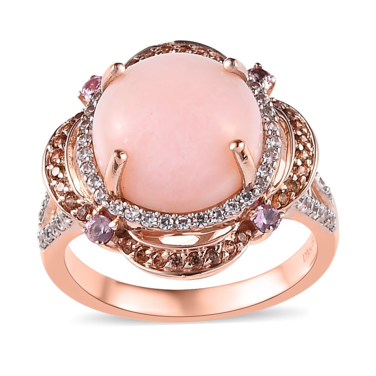 Premium Peruvian Pink Opal, Multi Gemstone Ring in Vermeil RG Over Sterling Silver (Size 10.0) 6.40 ctw image number 0
