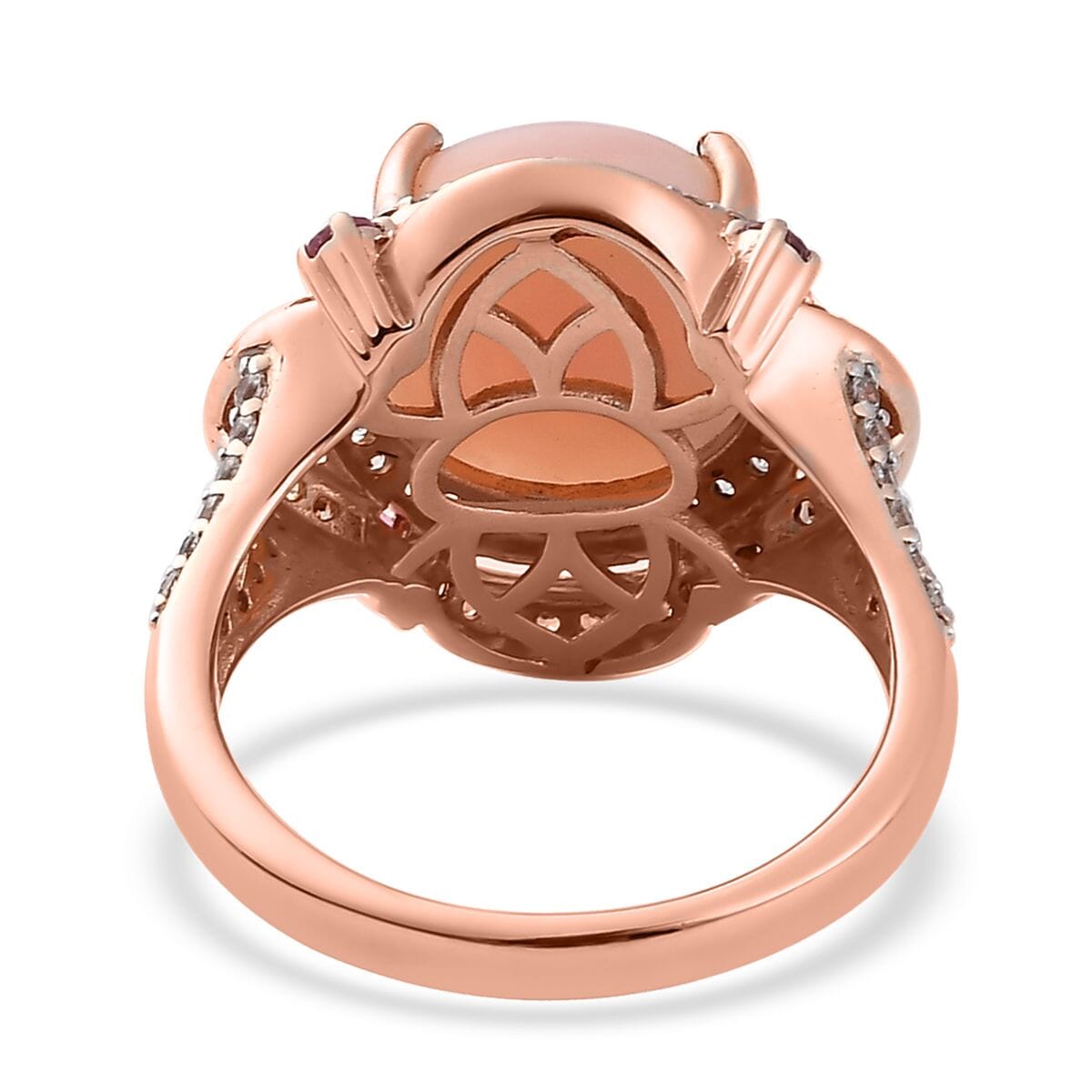Premium Peruvian Pink Opal, Multi Gemstone Ring in Vermeil RG Over Sterling Silver (Size 10.0) 6.40 ctw image number 4