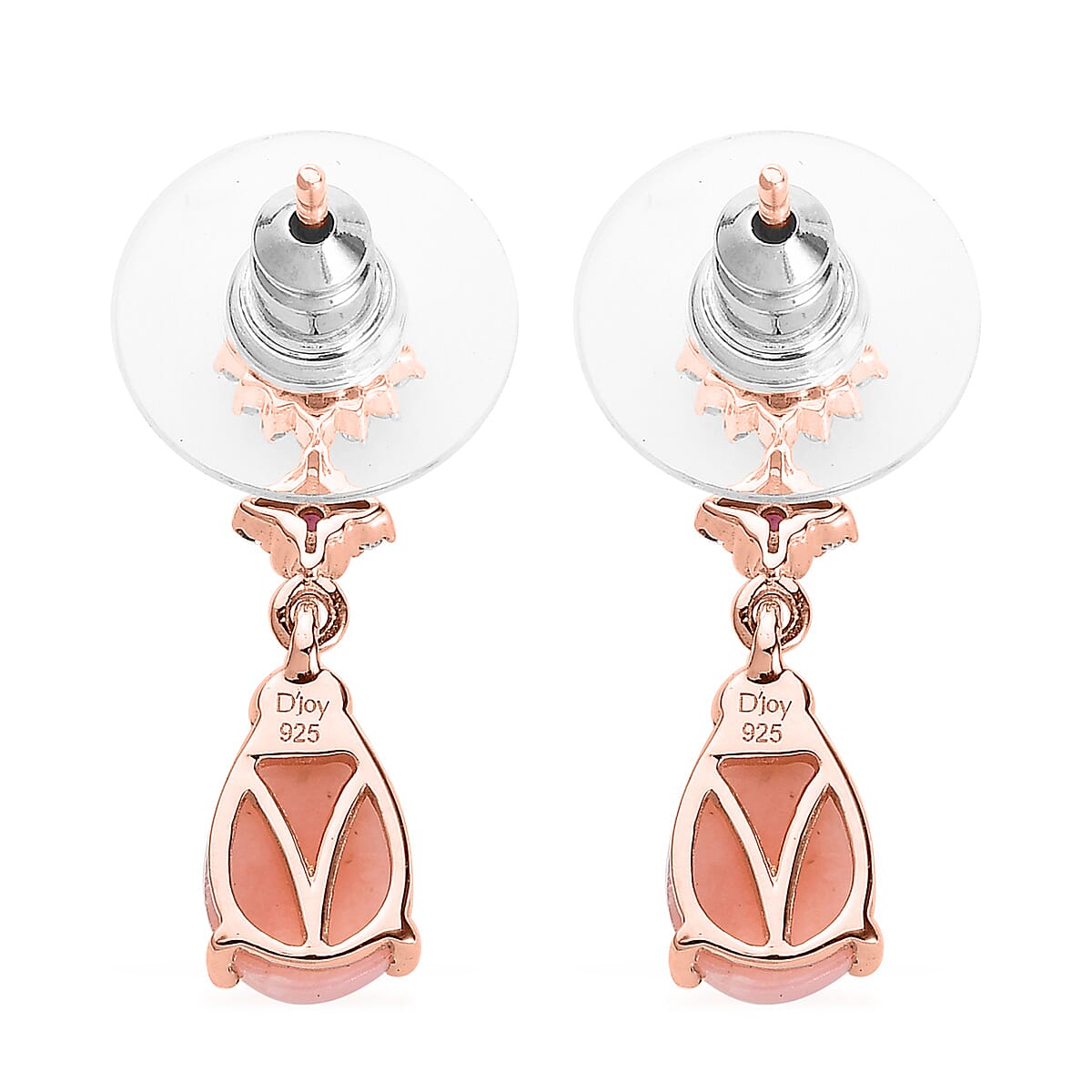 Peruvian Pink Opal and Multi Gemstone Dangling Earrings in Vermeil Rose Gold Over Sterling Silver 3.00 ctw image number 4