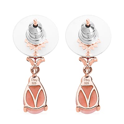 Peruvian Pink Opal and Multi Gemstone Dangling Earrings in Vermeil Rose Gold Over Sterling Silver 3.00 ctw