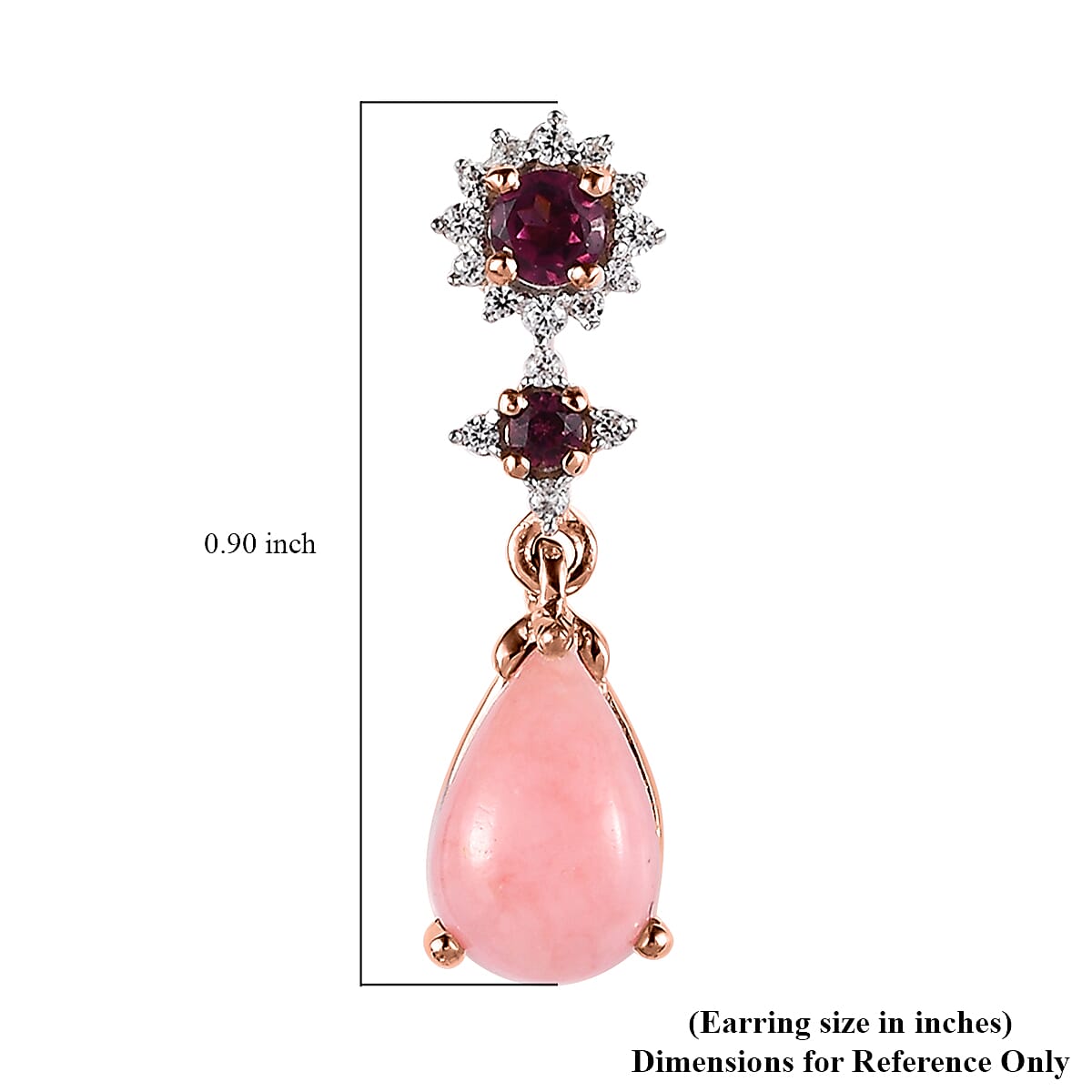 Peruvian Pink Opal and Multi Gemstone Dangling Earrings in Vermeil Rose Gold Over Sterling Silver 3.00 ctw image number 5