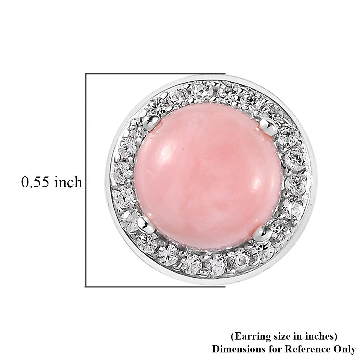 Peruvian Pink Opal and White Zircon Halo Stud Earrings in Platinum Over Sterling Silver 4.10 ctw