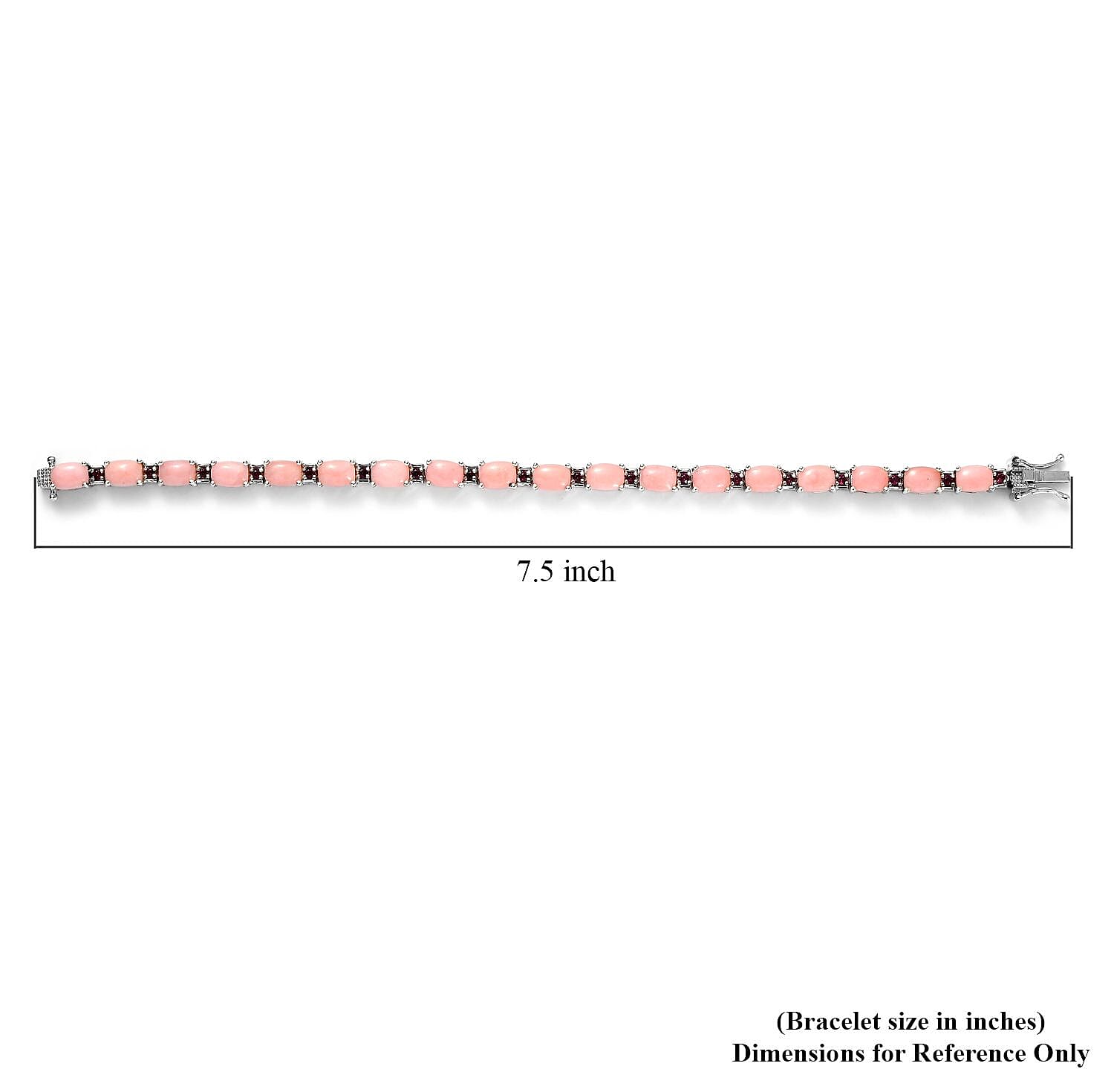 Peruvian Pink Opal and Orissa Rhodolite Garnet Tennis Bracelet in Platinum Over Sterling Silver (7.25 In) 14.65 ctw