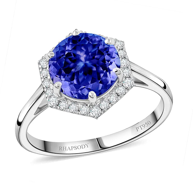 Certified & Appraised Rhapsody AAAA Tanzanite and E-F VS Diamond 3.00 ctw Ring in 950 Platinum (Size 6.0) 5.68 Grams (Del. in 10-15 Days)