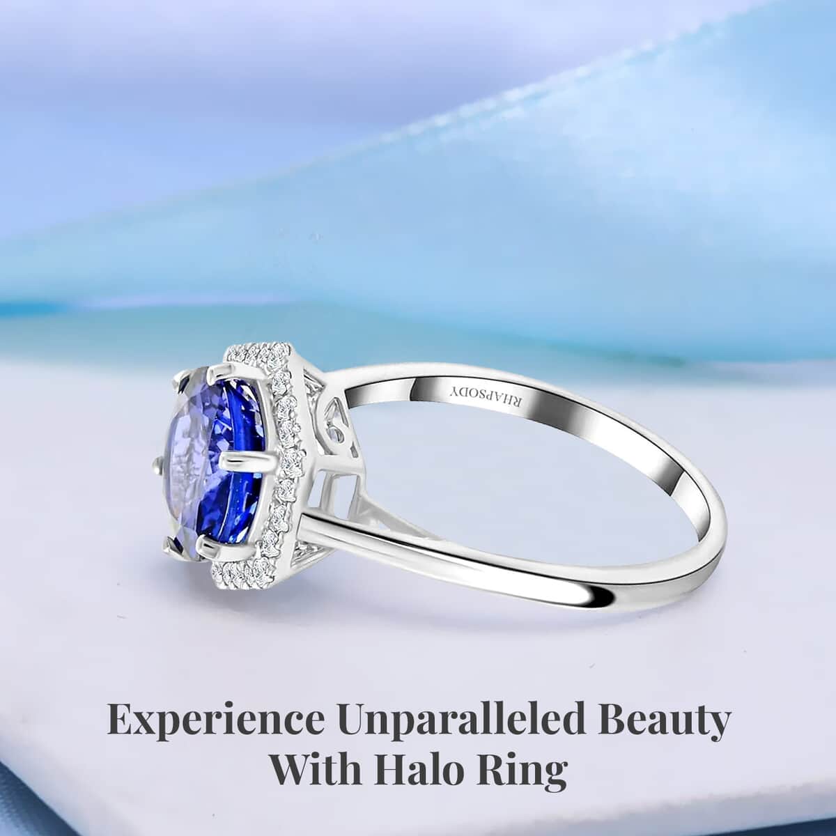 Certified & Appraised Rhapsody 950 Platinum AAAA Tanzanite and E-F VS Diamond Halo Ring (Size 6.0) 5.68 Grams 3.00 ctw image number 2