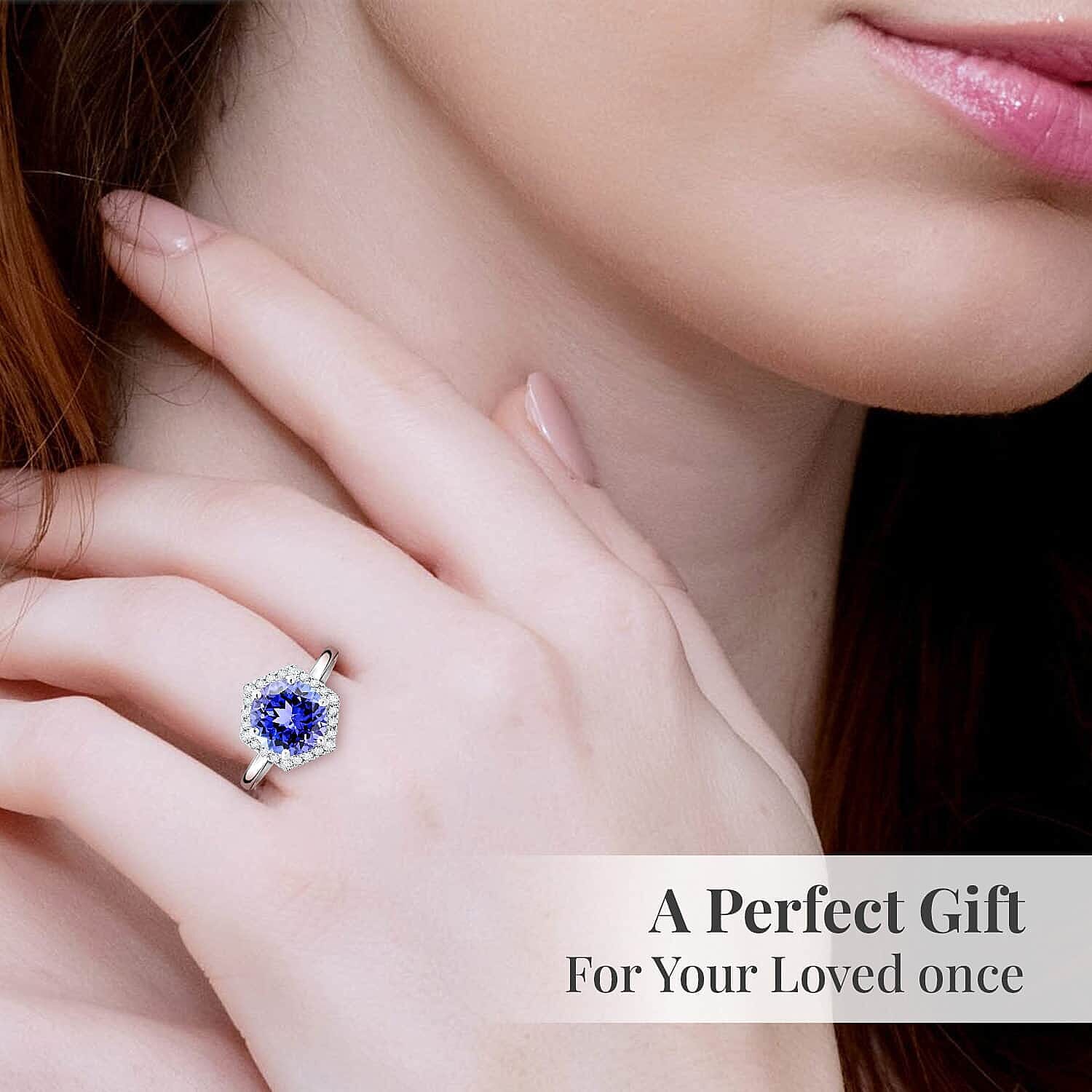 Certified & Appraised Rhapsody AAAA Tanzanite and E-F VS Diamond 3.00 ctw Ring in 950 Platinum (Size 6.0) 5.68 Grams (Del. in 10-15 Days) 