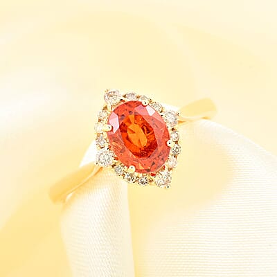 Certified and Appraised Luxoro AAA Nigerian Spessartite Garnet and G-H I2 Diamond 2.10 ctw Ring in 14K Yellow Gold (Size 10.0)