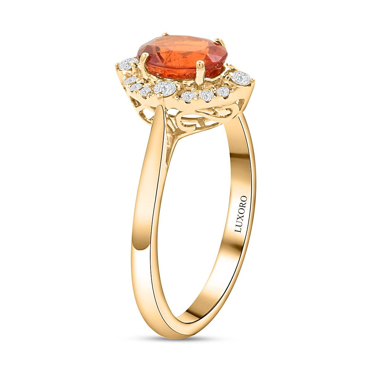 Certified and Appraised Luxoro AAA Nigerian Spessartite Garnet and G-H I2 Diamond 2.10 ctw Ring in 14K Yellow Gold (Size 10.0)