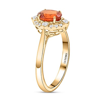 Certified and Appraised Luxoro AAA Nigerian Spessartite Garnet and G-H I2 Diamond 2.10 ctw Ring in 14K Yellow Gold (Size 10.0)