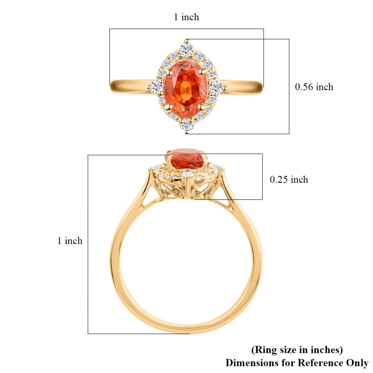 Certified and Appraised Luxoro 14K Yellow Gold AAA Nigerian Spessartite Garnet and G-H I2 Diamond Ring (Size 10.0) 2.10 ctw image number 5