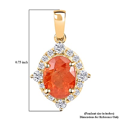 Certified and Appraised Luxoro 14K Yellow Gold AAA Nigerian Spessartite Garnet and G-H I2 Diamond Pendant 2.10 ctw