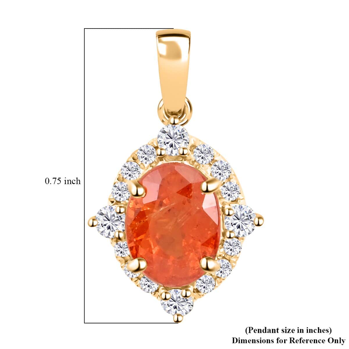 Certified and Appraised Luxoro 14K Yellow Gold AAA Nigerian Spessartite Garnet and G-H I2 Diamond Pendant 2.10 ctw image number 4