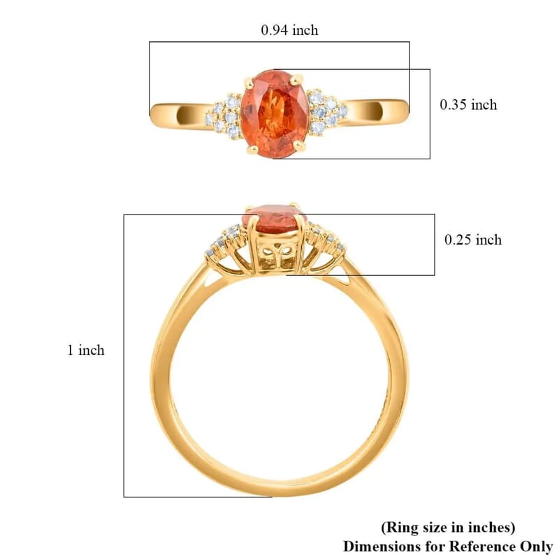 Certified and Appraised Luxoro AAA Nigerian Spessartite Garnet and Diamond G-H I2 2.00 ctw Ring in 14K Yellow Gold (Size 6.0)