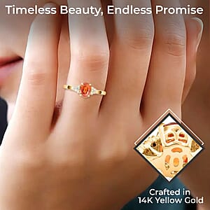 Luxoro Certified and Appraised AAA Nigerian Spessartite Garnet Ring,  G-H I2 Diamond Accent Ring  2.00 ctw, 14K Yellow Gold Ring, Engagement Ring For Her