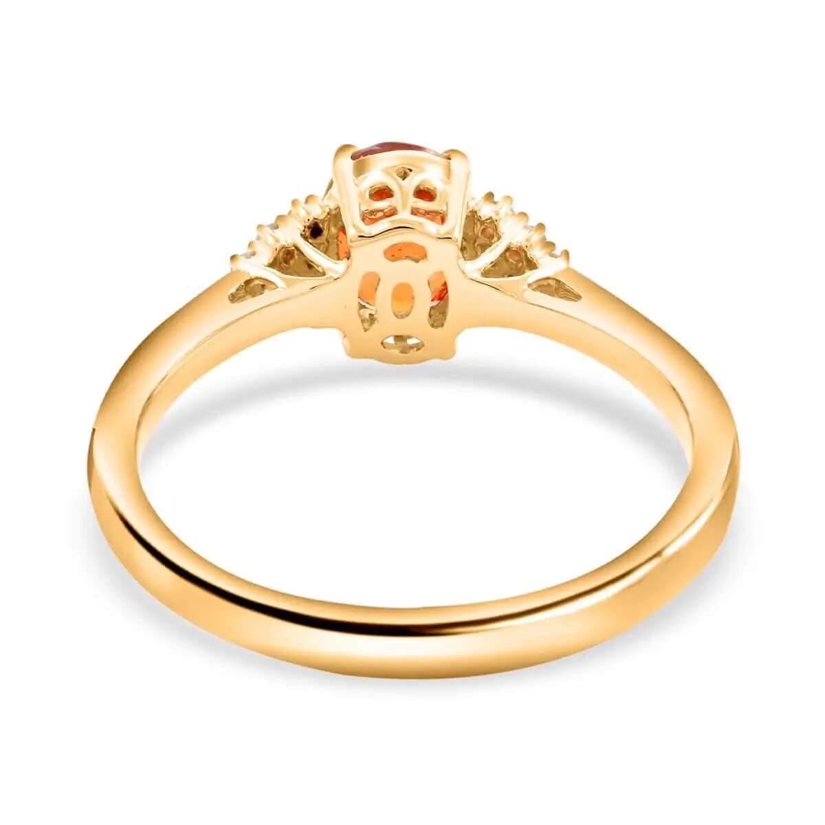 Luxoro Certified and Appraised AAA Nigerian Spessartite Garnet Ring,  G-H I2 Diamond Accent Ring  2.00 ctw, 14K Yellow Gold Ring, Engagement Ring For Her image number 4