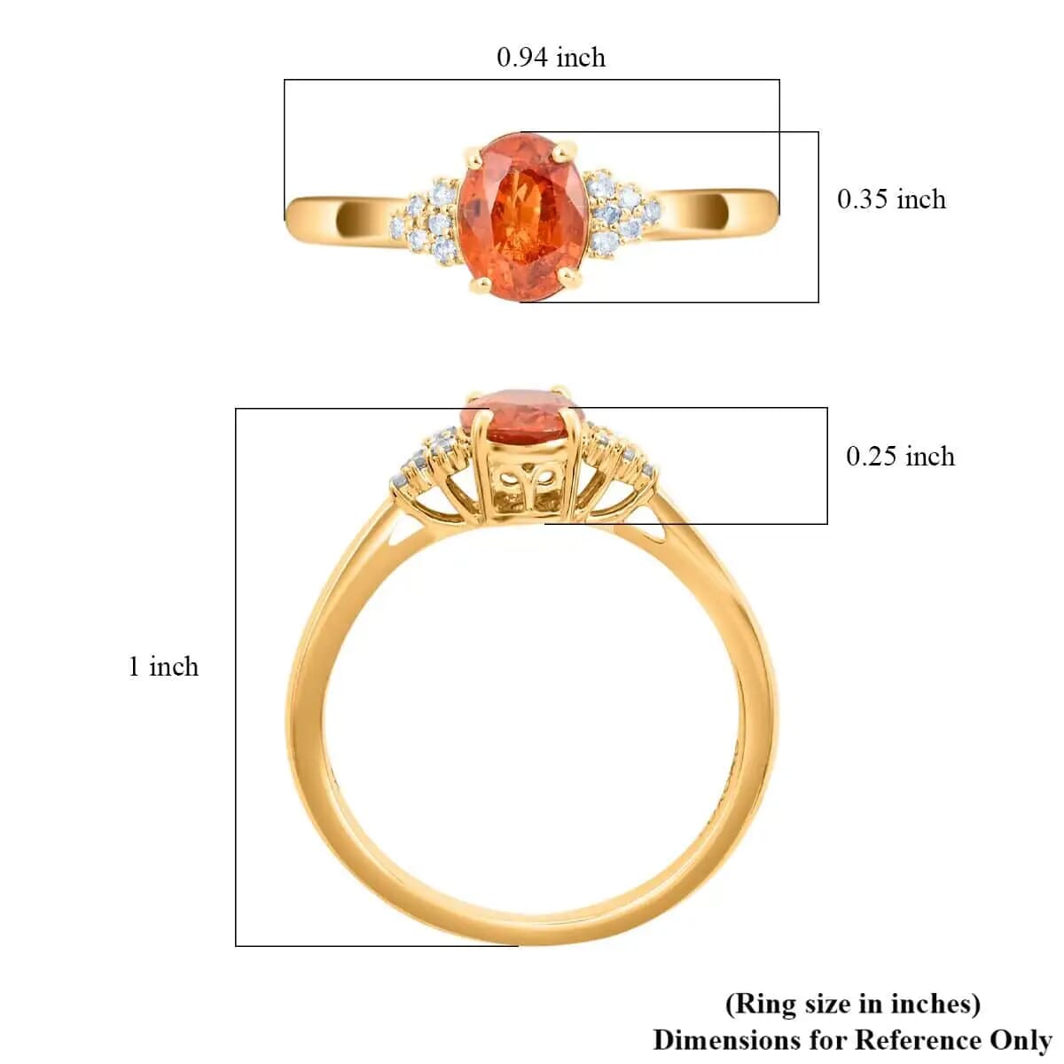 Luxoro Certified and Appraised AAA Nigerian Spessartite Garnet Ring,  G-H I2 Diamond Accent Ring  2.00 ctw, 14K Yellow Gold Ring, Engagement Ring For Her image number 6