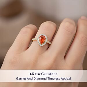 Certified and Appraised Luxoro AAA Nigerian Spessartite Garnet and G-H I2 Diamond 1.8 ctw Ring in 14K Yellow Gold (Size 6.0)