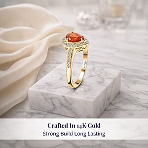 Certified and Appraised Luxoro AAA Nigerian Spessartite Garnet and G-H I2 Diamond 1.8 ctw Ring in 14K Yellow Gold (Size 6.0)