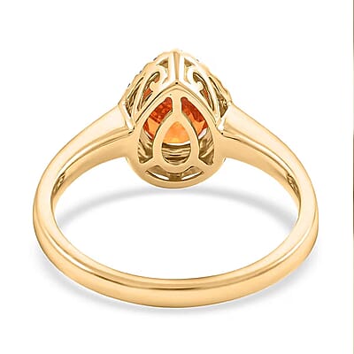 Certified and Appraised Luxoro AAA Nigerian Spessartite Garnet and G-H I2 Diamond 1.8 ctw Ring in 14K Yellow Gold (Size 6.0)