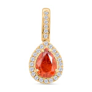 Certified and Appraised Luxoro 14K Yellow Gold AAA Nigerian Spessartite Garnet and G-H I2 Diamond Pendant 1.75 ctw
