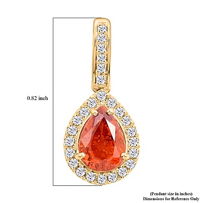 Certified and Appraised Luxoro 14K Yellow Gold AAA Nigerian Spessartite Garnet and G-H I2 Diamond Pendant without Chain 1.75 ctw