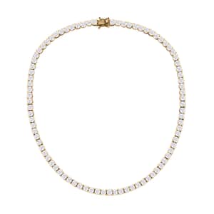 100 Facet Moissanite Tennis Necklace 18 Inches in Vermeil Yellow Gold Over Sterling Silver 36.25 ctw