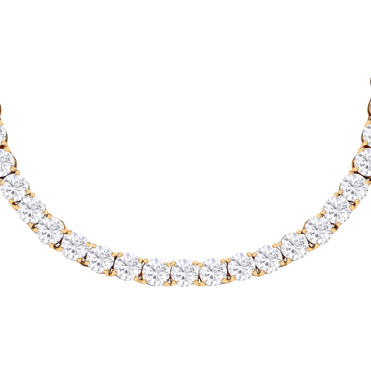 100 Facet Moissanite Tennis Necklace 18 Inches in Vermeil Yellow Gold Over Sterling Silver 36.25 ctw image number 3