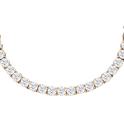 100 Facet Moissanite Tennis Necklace 18 Inches in Vermeil Yellow Gold Over Sterling Silver 36.25 ctw