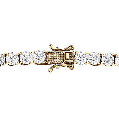 100 Facet Moissanite Tennis Necklace 18 Inches in Vermeil Yellow Gold Over Sterling Silver 36.25 ctw