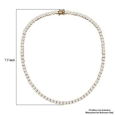100 Facet Moissanite Tennis Necklace 18 Inches in Vermeil Yellow Gold Over Sterling Silver 36.25 ctw