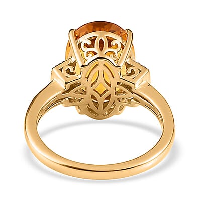 Premium Brazilian Heliodor and Diamond Ring in Vermeil Yellow Gold Over Sterling Silver (Size 10.0) 5.20 ctw