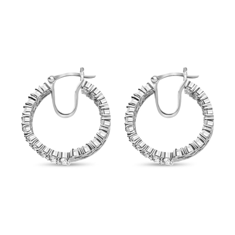 Moissanite 8.40 ctw Inside Out Hoop Earrings, Platinum Over Sterling Silver Earrings, Moissanite Hoops, Moissanite Jewelry, Gifts For Her
