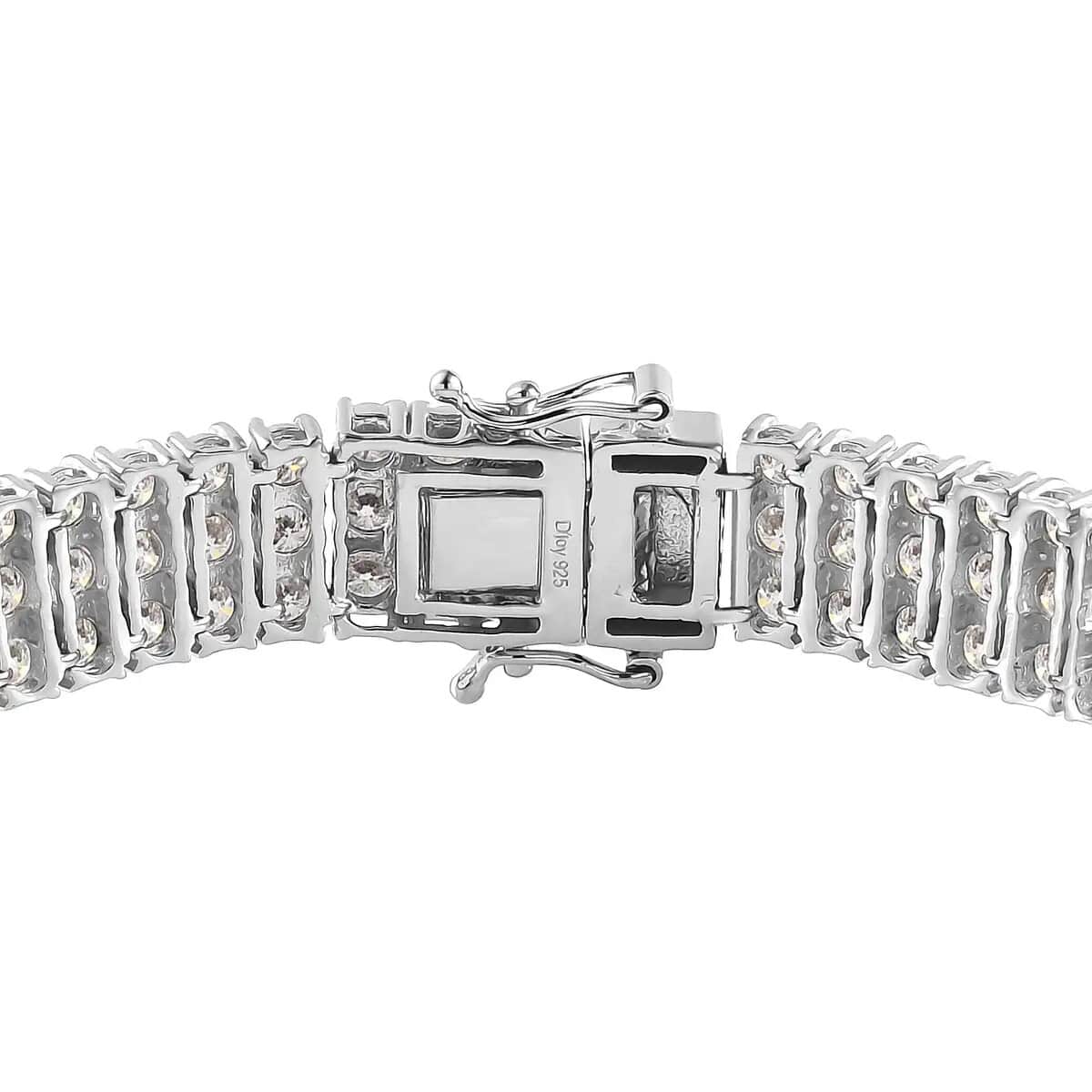 Moissanite 3 Row Bracelet in Platinum Over Sterling Silver, Moissanite Jewelry, Birthday Anniversary Gift For Her (6.50 In) 16.40 ctw image number 4