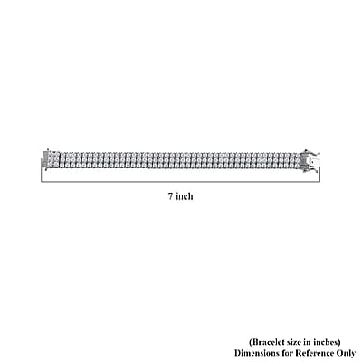 Moissanite 3 Row Bracelet in Platinum Over Sterling Silver, Moissanite Jewelry, Birthday Anniversary Gift For Her (6.50 In) 16.40 ctw