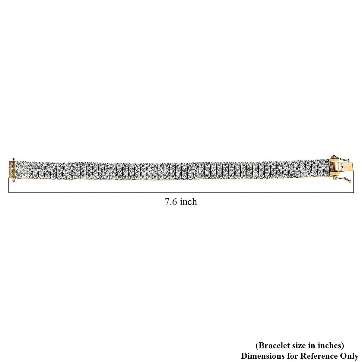 Moissanite 17.60 ctw 3 Row Bracelet in Vermeil Yellow Gold Over Sterling Silver, Moissanite Jewelry, Birthday Anniversary Gift For Her (7.25 In) image number 6